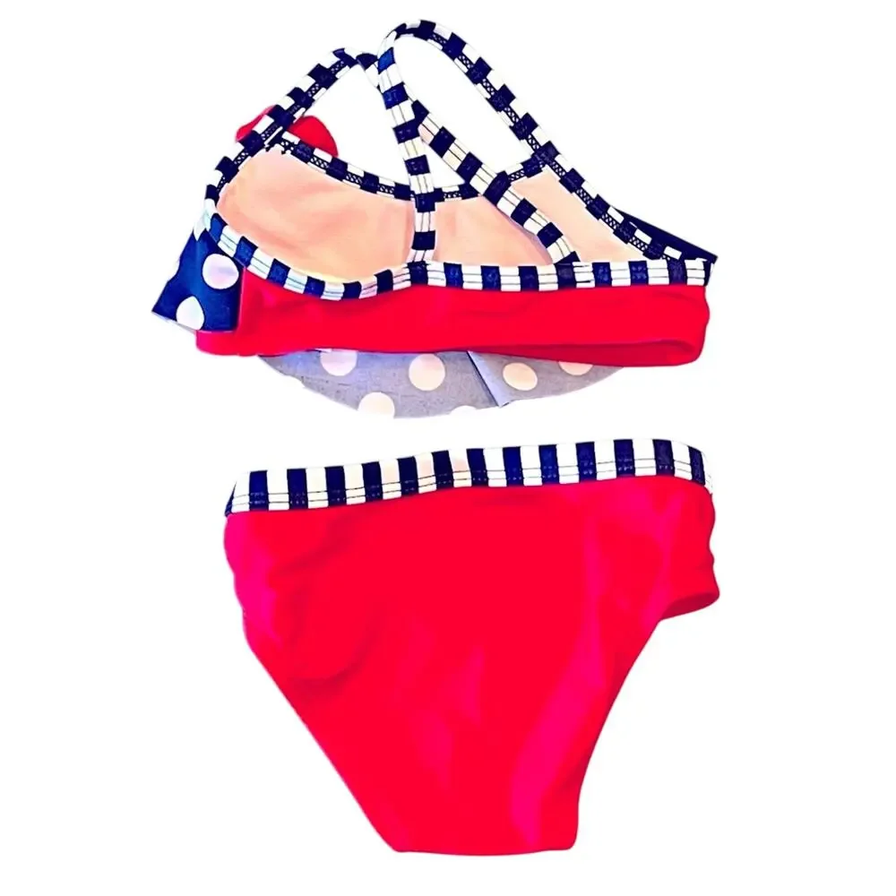Wonder Nation Girls Two-Piece Ruffle Bikini Swimsuit Polka Dot Size 3–6 Months